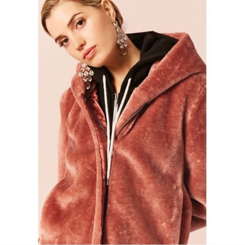 Plush Faux Fur Hooded Jacket